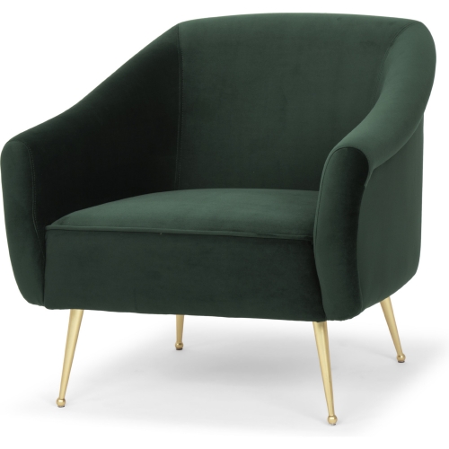 Lucie Accent Chair in Emerald Green Fabric on Brushed Gold